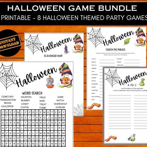 Halloween Game Bundle Set of 8 Games with Plus Answer Keys for Halloween Parties Church Halloween Gathering Classroom Halloween Party
