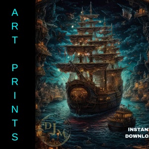 Ship Art Prints Pirate Ship Wall Art Printable Old Sailing Ship Ai Artwork Printable Wall Art