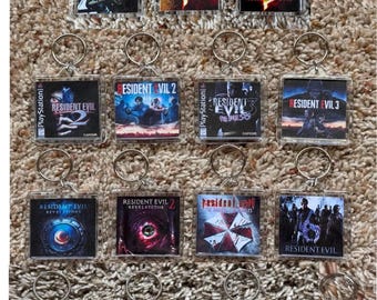Resident Evil Key Chains - Small Custom Videogame Art Cover Displays, Christmas Tree Ornament