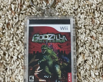 Godzilla Unleashed "Video Game Cover Art Custom Key Chain Display, Christmas Tree Ornament" - Nintendo Wii