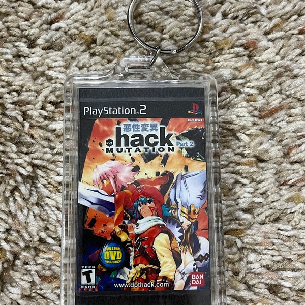 Dot Hack Mutation Part 2 - "Video Game Cover Art Custom Key Chain Display, Christmas Tree Ornament" - Playstation 2, Ps2