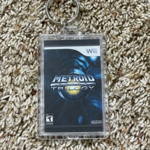 Metroid Prime Trilogy &quot;Video Game Cover Art Custom Key Chain Display, Christmas Tree Ornament&quot; - Nintendo Wii