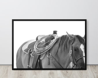 Framed Western Horse Poster- Black and White