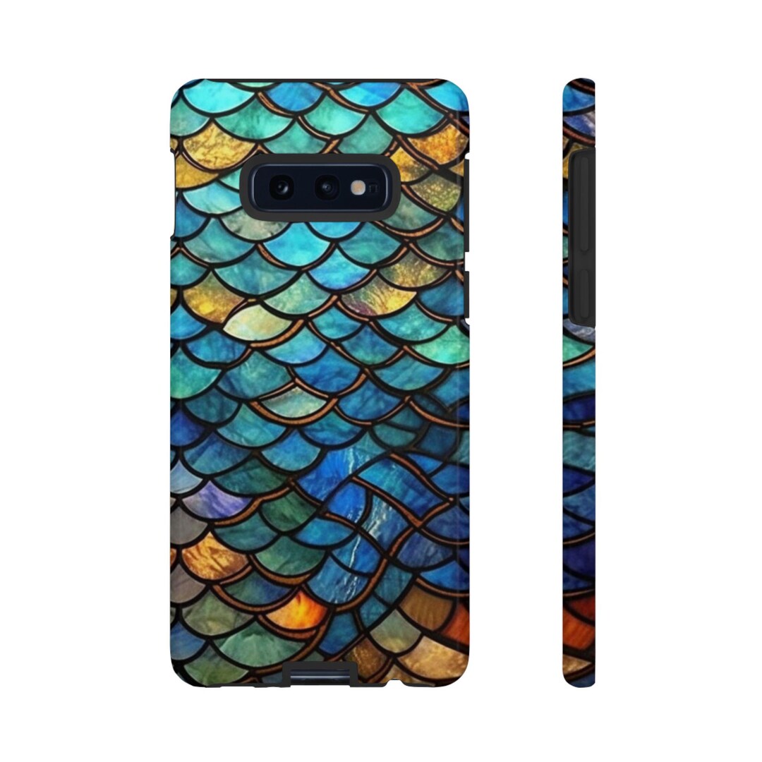 Android Case, Blue Gold Mermaid Stained Glass Scales Design, Samsung ...