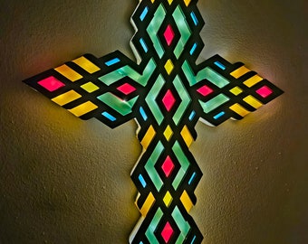 Illuminated Stained Glass Cross