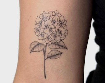 Hydrangea Flower Temporary Tattoo (Set of 2)