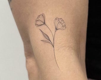Cosmos Flowers Temporary Tattoo (Set of 2)