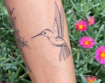 Hummingbird Fine Line Temporary Tattoo (Set of 2)