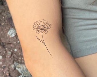 Tillfällig tatuering med asterblomma (set om 2)