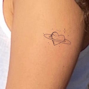Saturn Heart Temporary Tattoo (Set of 2)