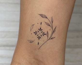 Branch Leaf Ornamental Temporary Tattoo (Set of 2)