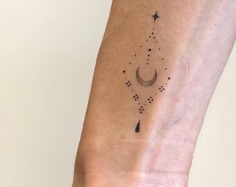 Ornamental with Crescent Moon Temporary Tattoo (Set of 2)
