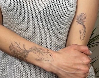 Botanical Koi Fish Temporary Tattoo (Set of 2)