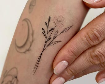 Wild Dandelion and leaves Temporary Tattoo (Set of 2)