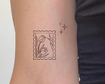 Tulip Stamp & Sparkles Temporary Tattoo (Set of 2)