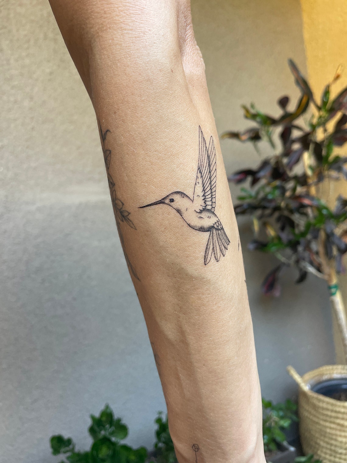 Hummingbird Fine Line Temporary Tattoo (set of 2) - Etsy