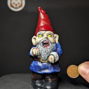 Hand Painted Zombie Garden Gnome: Creepy Home Decor Accent (12cm)