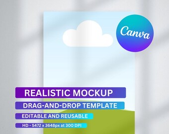 A4 Rahmen Canva Mockup Vorlage: Moderne Wandkunst (Digitaler Download)