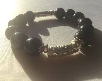 10mm Black Tourmaline Gemstone Bracelet