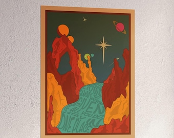 Lord Huron-poster mat fysieke poster - 12 x 16" - einden van de aarde - natuur retrokunst