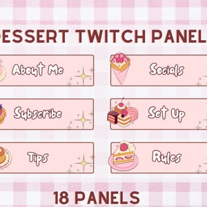 Dessert Twitch Panels / Cute Pink Twitch Panels / Stream Overlay / Custom Panels