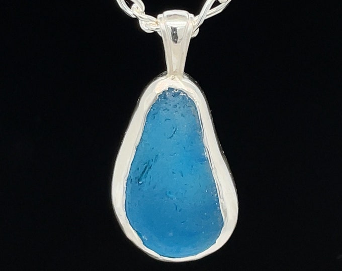 Sterling & Fine Silver Natural Sea Glass Necklace - Item G000048