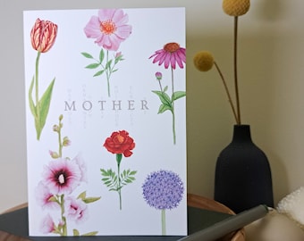 Mother's Day Flower Card | Floral Card | Blank Card | Colourful Card | Botanical Card | Mum's Garden | Flowers | Mothers Day | Greeting Card