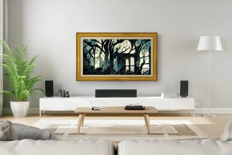 Halloween Frame Tv Art Lost Mansion Samsung Frame Tv Art Etsy