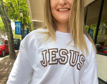 Jesus Sweatshirt || White Crewneck || Christian Sweatshirt || Jesus Crewneck ||