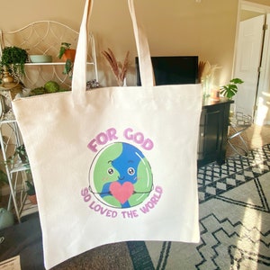 For God so loved the world tote bag || Christian tote bag || Jesus tote bag ||