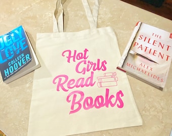 Hot girls read books tote bag || book tote bag || Aesthetic tote bag ||