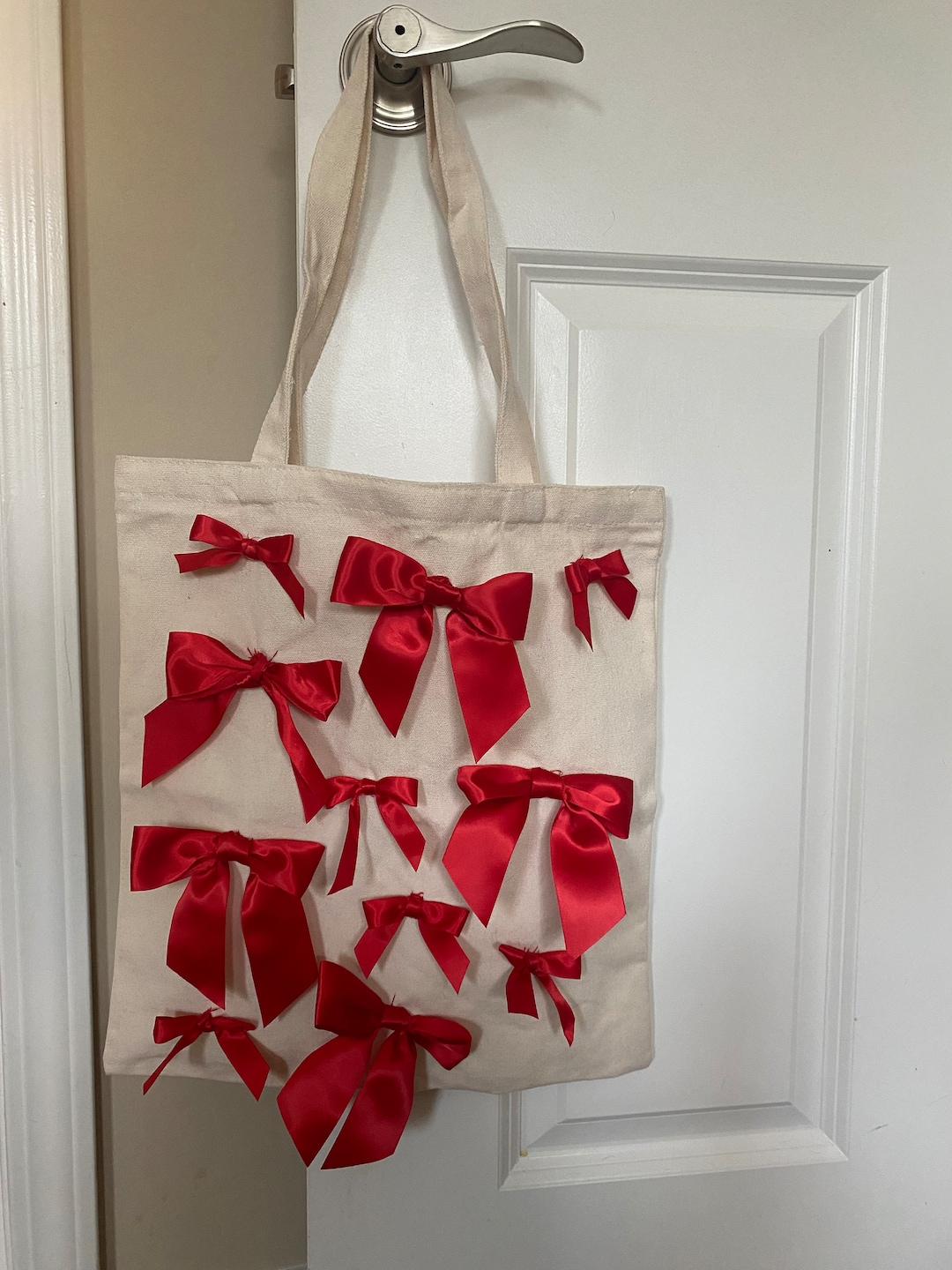 Bow Tote Bag Bows Tote Bag Aesthetic Tote Bag Red Bows Etsy