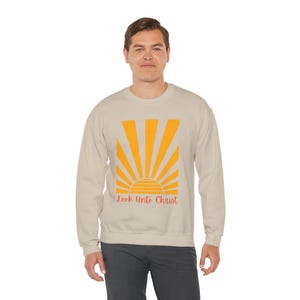 Crewneck Sweatshirt, LDS Look Unto Christ Youth 2025 Theme, Girls Camp, Unisex Jumper, Religious Gift, Christian Apparel