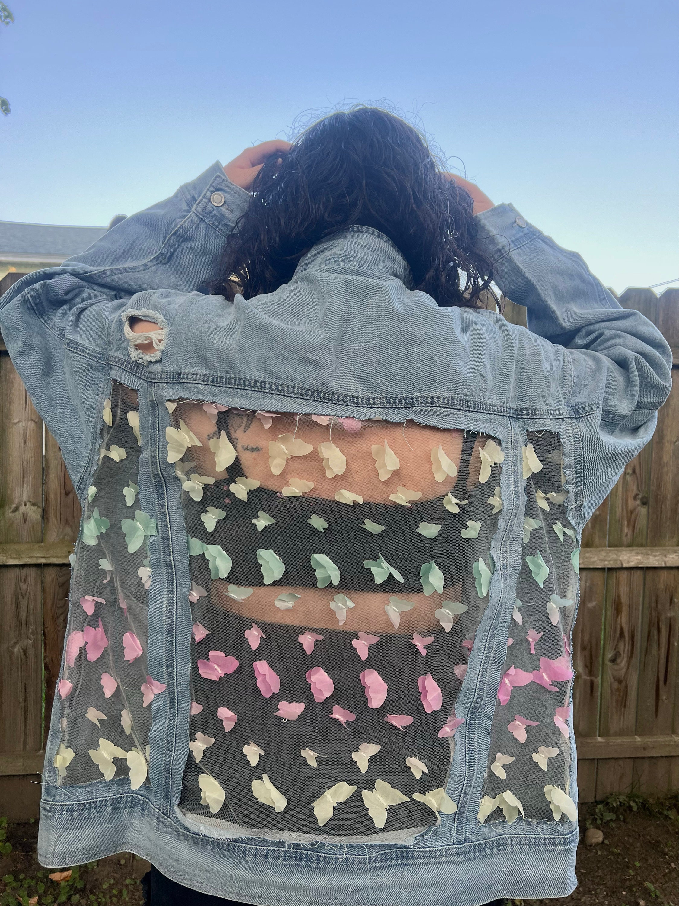 Diy Denim Sheer Denim Jacket Jean Jacket With Lace Shop