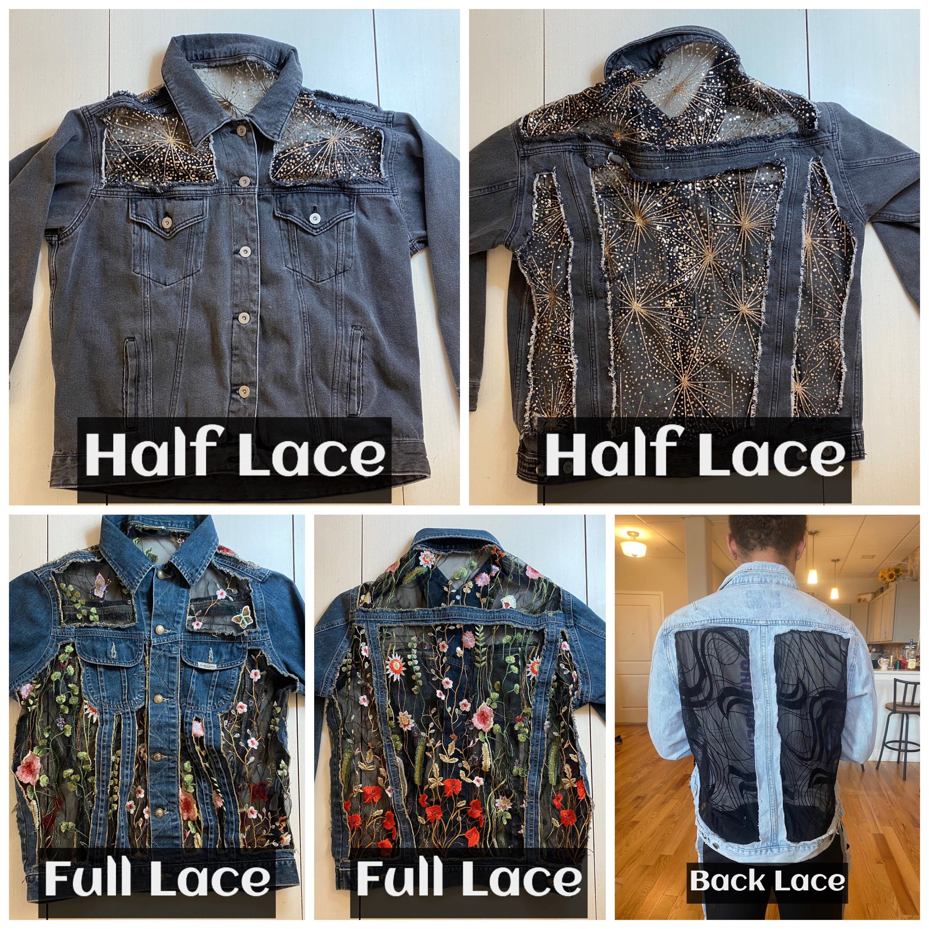Oversized Custom Denim Black Jean Snake Jacket With Sheer Oversized Custom Denim Black Jean Snake Jacket With Sheer