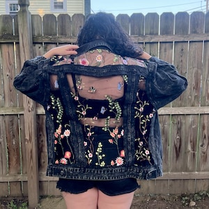 Custom Embroidered Lace Denim Jacket
