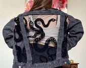 100％本物 Jean Black Denim Custom Oversized Snake Sheer With Jacket ジャケット・アウター