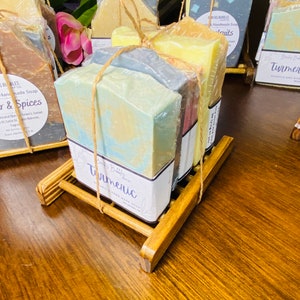 5 random Assorted soaps + 1 soap holder (bamboo wood) for free — offer until inventory is off