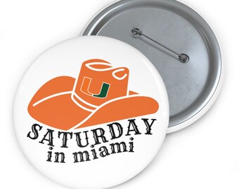 Miami Game Day Button: Orange & Green Tailgate Accessory