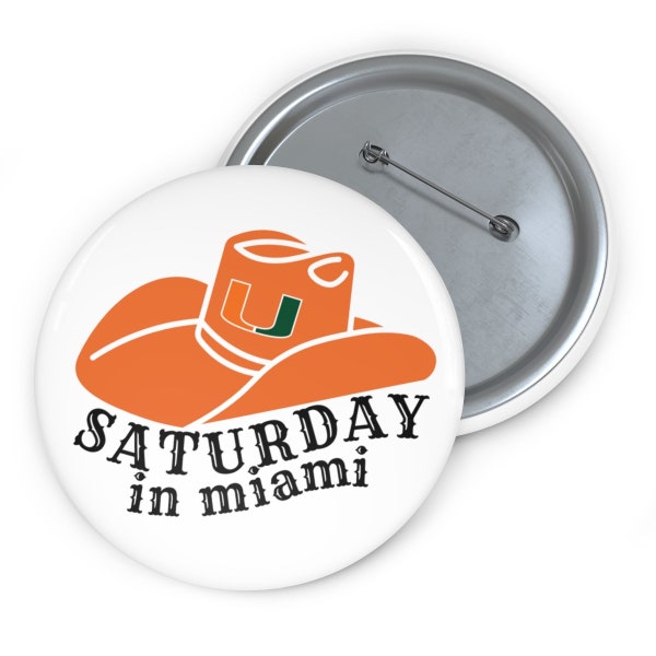 Saturday In Miami, Tailgate Button, Game Day Accessories, Sorority Button, Green Orange Game Day Button