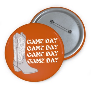 Orange Boots Game Day Button, Tailgate Button, Game Day Accessories, Sorority Button, UT Game Day Pin