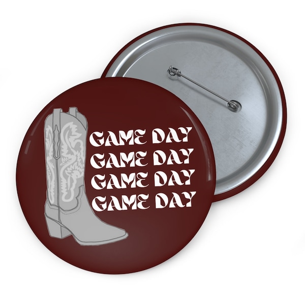 Maroon Boots Game Day Button, Tailgate Button, Game Day Accessories, Sorority Button, Maroon Game Day Button, Texas A&M, Aggies