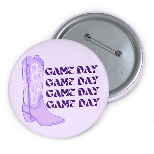Purple Boots Game Day Button, Tailgate Button, Game Day Accessories, Sorority Button, Purple Game Day Button, TCU Game Day Pin