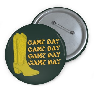 Yellow Boots Game Day Button, Tailgate Button, Game Day Accessories, Sorority Button, Green Game Day Button