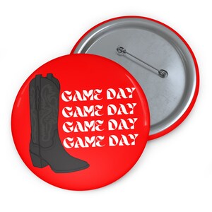 Red Boots Game Day Button, Tailgate Button, Game Day Accessories, Sorority Button, Texas Tech Game Day Pin