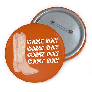 Burnt Orange Boots Game Day Button, Tailgate Button, Game Day Accessories, Sorority Button, UT Game Day Pin