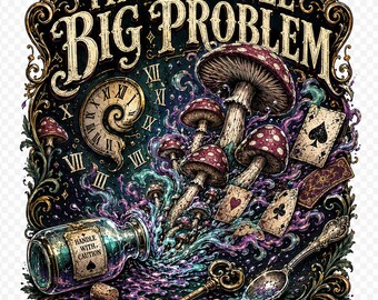 Tiny Bottle Big Problem PNG SVG, Gothic Mushroom Shirt Design, Wonderland Potion Digital Download, Fantasy Graphic File