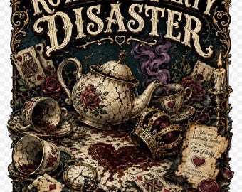 Royal Tea Party Disaster PNG SVG, Gothic Tea Party Design, Wonderland Inspired Digital Download, Queen of Hearts Shirt Graphic
