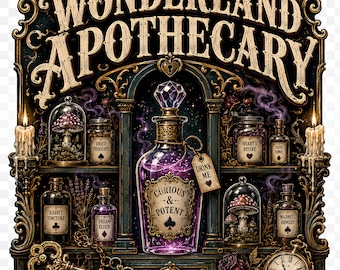 Wonderland Apothecary PNG SVG, Gothic Potion Bottle Shirt Design, Dark Fantasy Digital Download