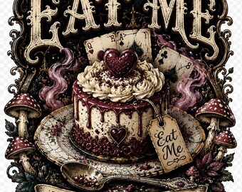 Eat Me PNG SVG, Regret Comes Frosted Design, Gothic Wonderland Cake, Dark Fantasy Mushroom Shirt Graphic, Digital Download